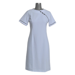 Madri Round Neck Nurses/Spa Dress White/Navy (BL3048BM)