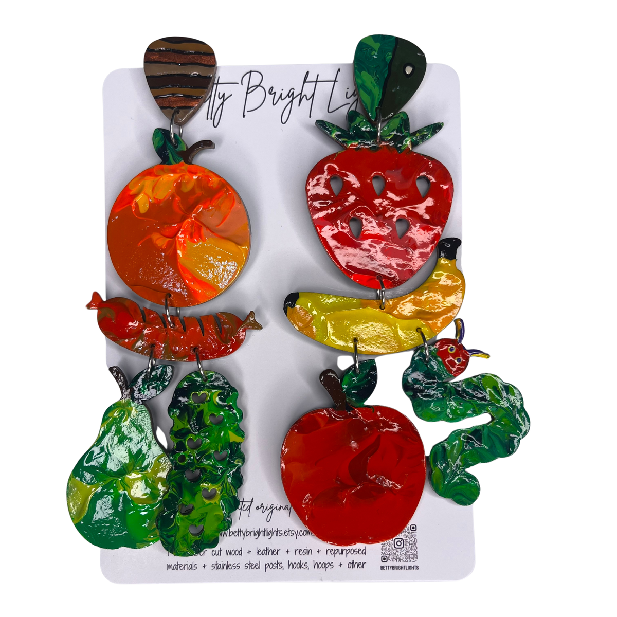 Betty Bright Lights | Large Hungry Caterpillar Earrings