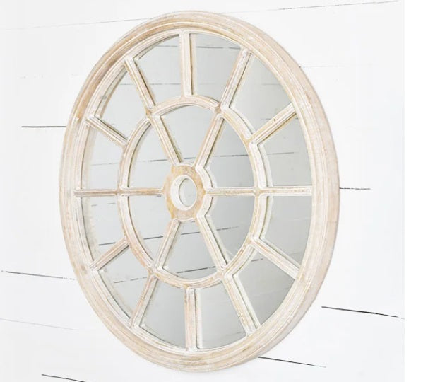 35" MANGO WOOD WALL MIRROR - (Pick Up Only)
