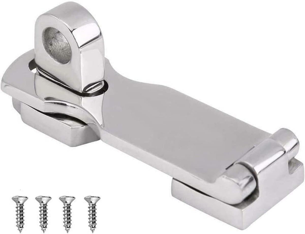Grade Stainless Steel 3" Heavy Duty Door Hasp with Turning Padlock Eye Mount Screws