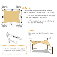 3M X 5M Rectangle Sun Shade Sails For Patios Uv Outdoor Canopy Backyard Sunshades