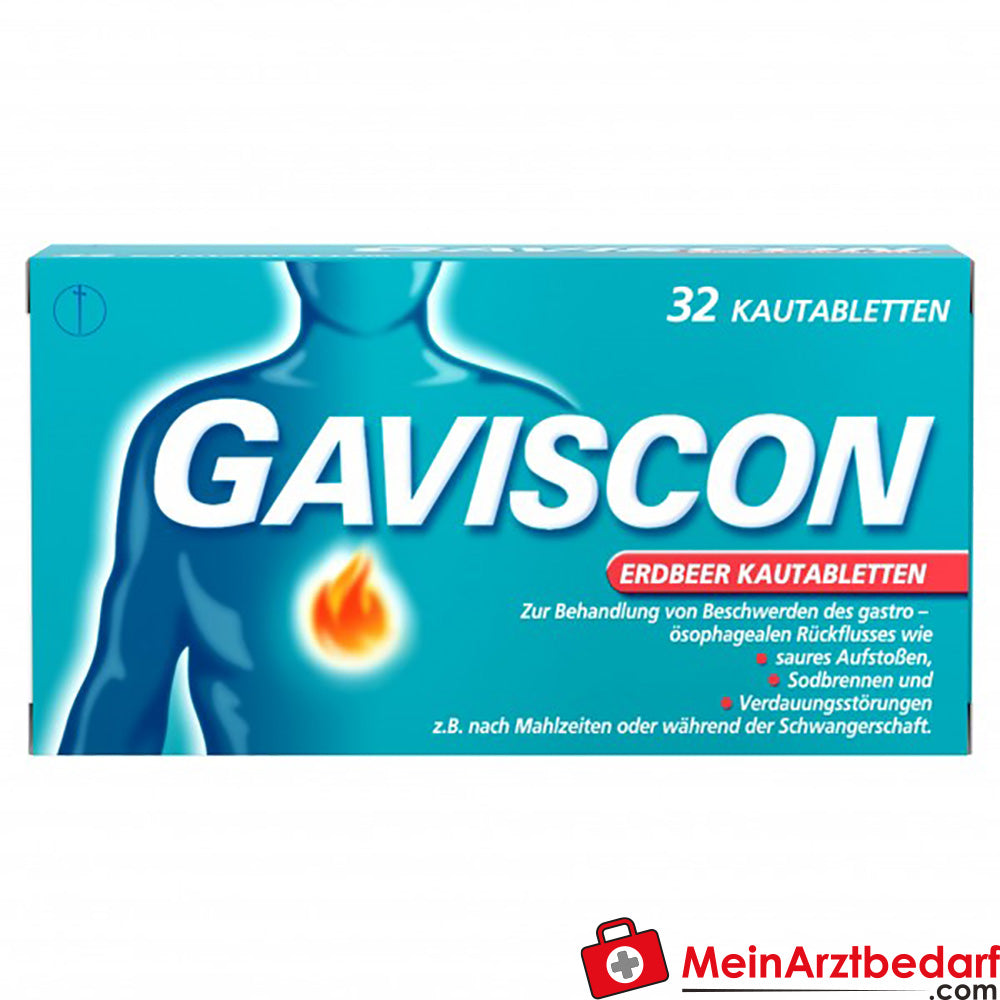 Gaviscon Kautabletten Erdbeer 24 St. gegen Sodbrennen & Reflux, ab 12 Jahren