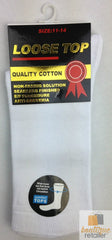 6x Pair COTTON Rich LOOSE TOP SOCKS Circulation Diabetic Comfort in White - 11-14