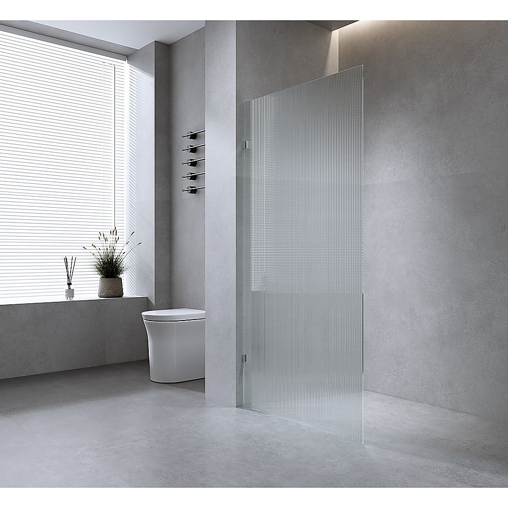 90cm Reeded Glass Shower Screen with Chrome U-Brackets