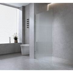 90cm Reeded Glass Shower Screen with Chrome U-Brackets