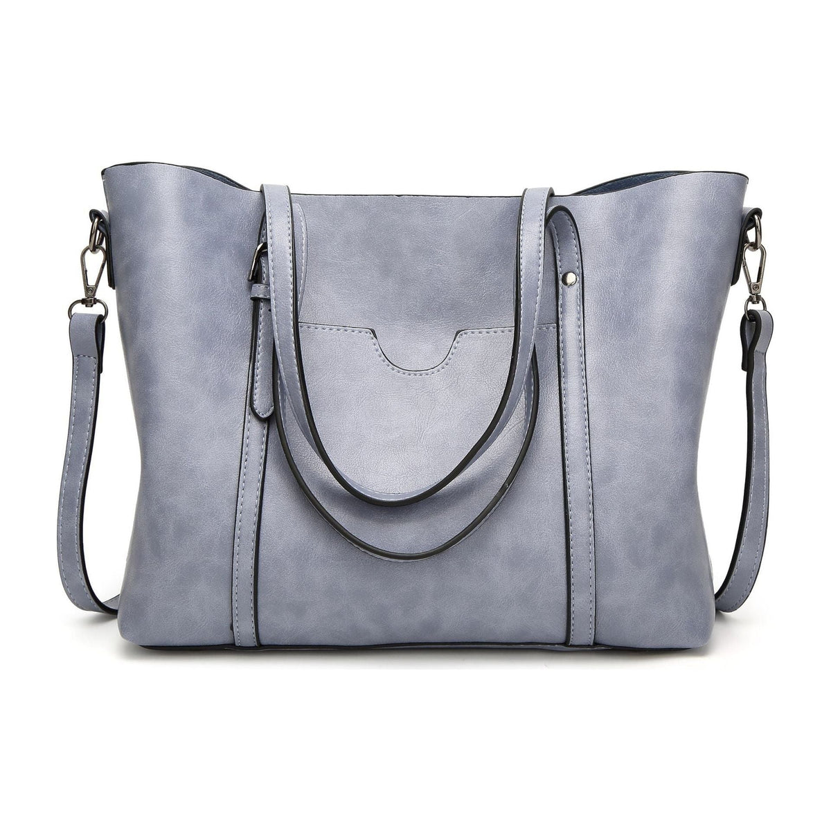 Light Blue Fashionable Soft Leather Women's Handbag, Large Capacity Shoulder & Crossbody, Casual Bucket Bag
