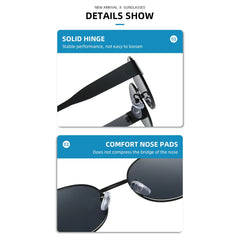 Gold + Black 2-PCS Retro Oval Sunglasses with UV Protection for Men & Women