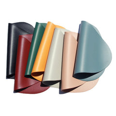 4 Pcs Orange Nordic-Style PVC Leather Placemats Set of 4 - Waterproof, Heat-Resistant, and Oil-Proof Triangular Table Mats