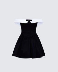 Women's black cotton mini dress – FINESSE