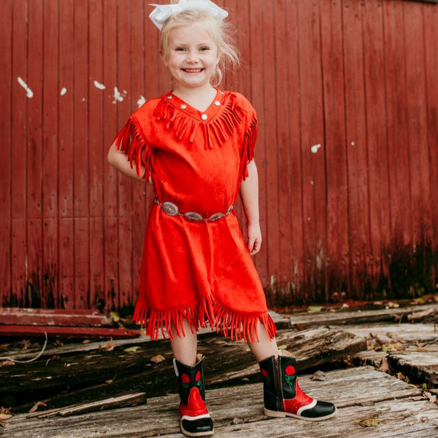 Southwest Red Fringe Dress (6-7)