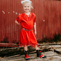 Southwest Red Fringe Dress (6-7)