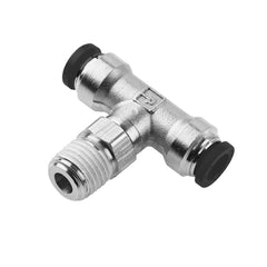 W172PLP-6-8 by Parker | Prestolok PLP Push-to-Connect Fittings | Threaded Fitting | 3/8" Swivel Push-to-Connect x 3/8" Swivel Push-to-Connect x 1/2" Male NPTF Thread | 7/8" Hex | Tee | Nickel-Plated Brass | Pack of 10