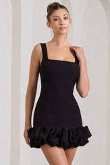 Lucy | Black Strappy Mini Dress With Ruffle Trim - Club L London - USA