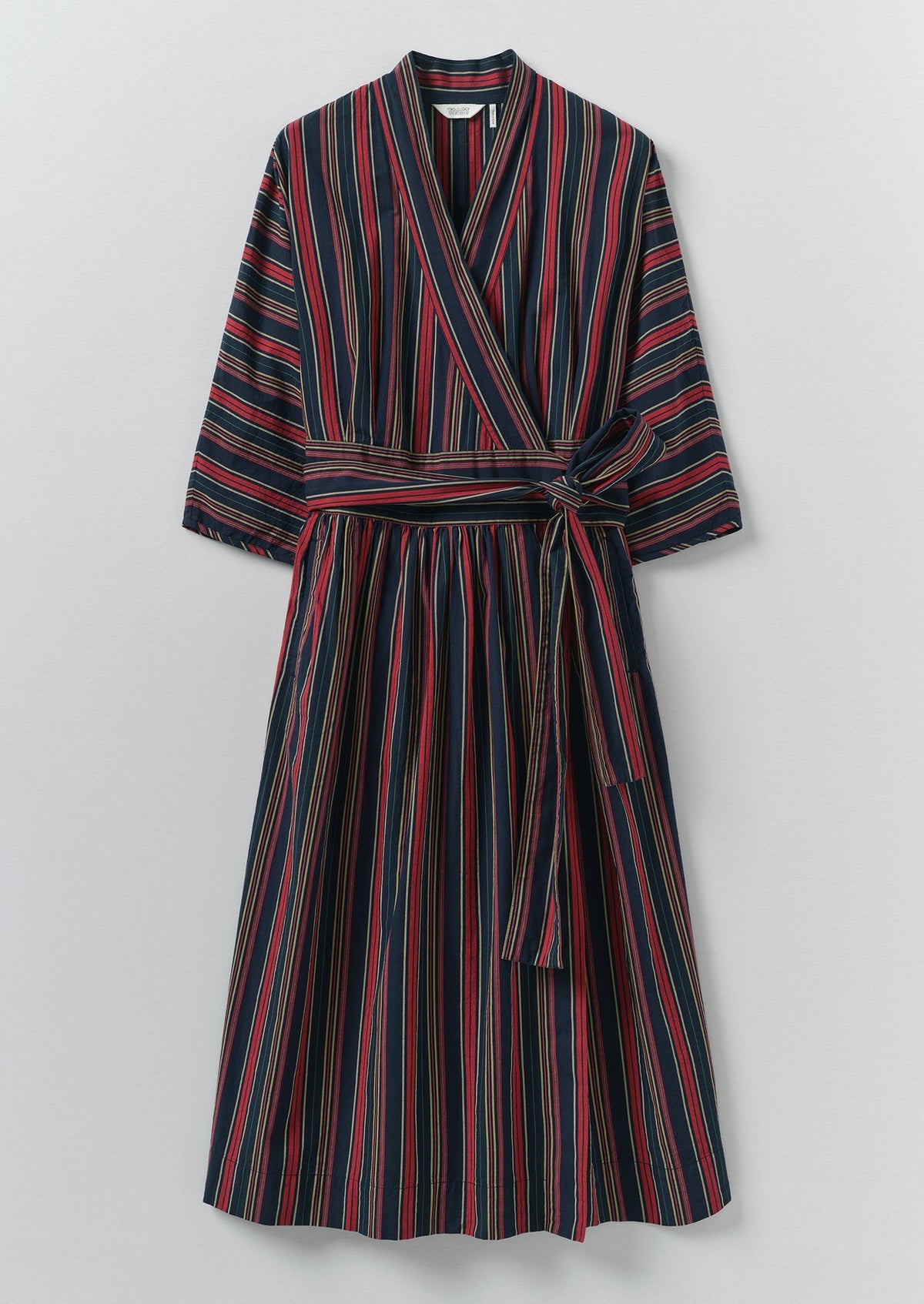 Pantry Stripe Cotton Wrap Dress | Provence Blue