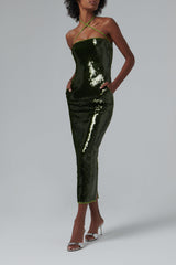 Paris Georgia Green Audrey Sequined Midi Dress