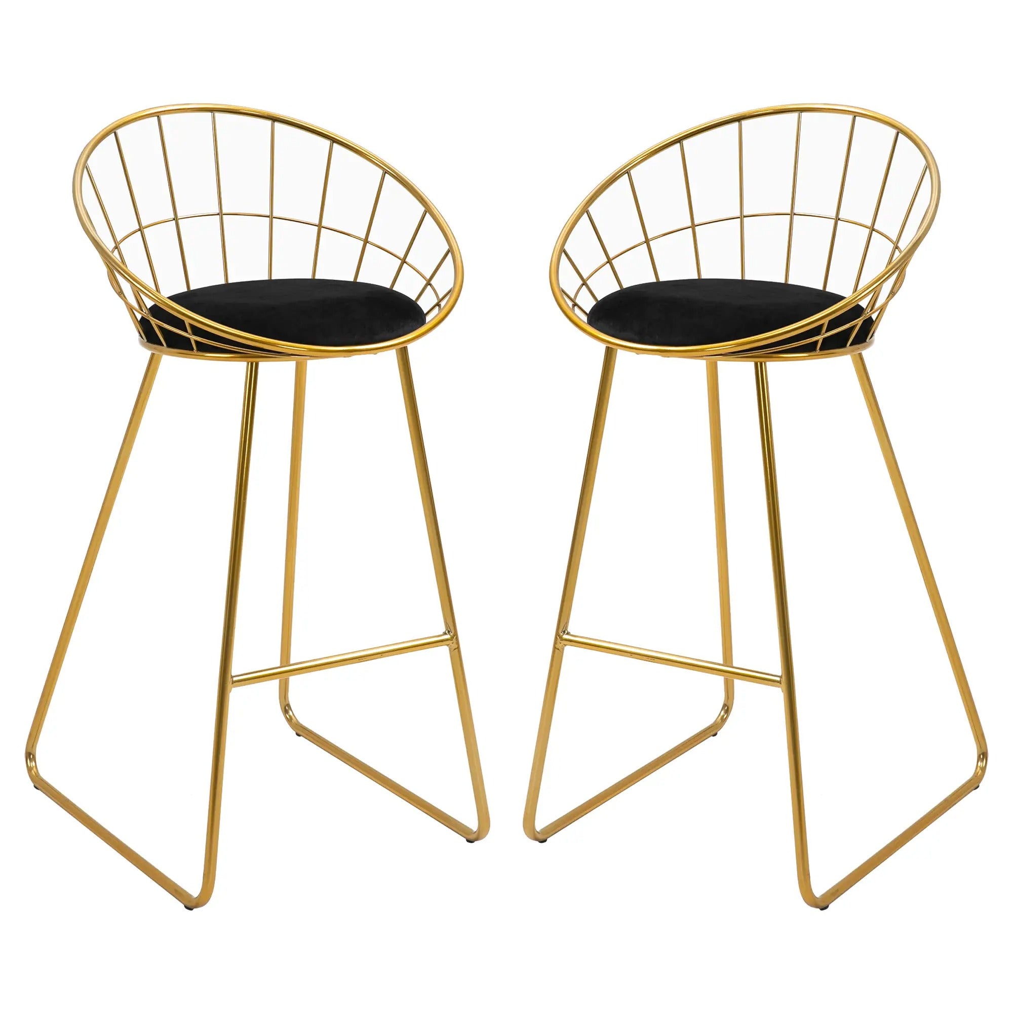 Barhocker-Set Küchenhocker mit Rückenlehne Barstuhl Bistrohocker Metall Gold & Schwarz,52,5x47x97cm