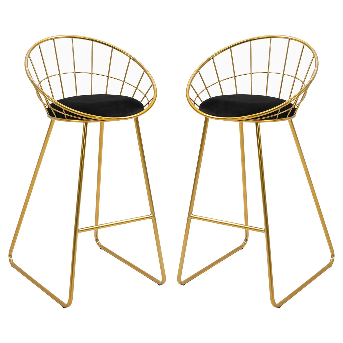 Barhocker-Set Küchenhocker mit Rückenlehne Barstuhl Bistrohocker Metall Gold & Schwarz,52,5x47x97cm