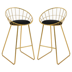 Barhocker-Set Küchenhocker mit Rückenlehne Barstuhl Bistrohocker Metall Gold & Schwarz,52,5x47x97cm