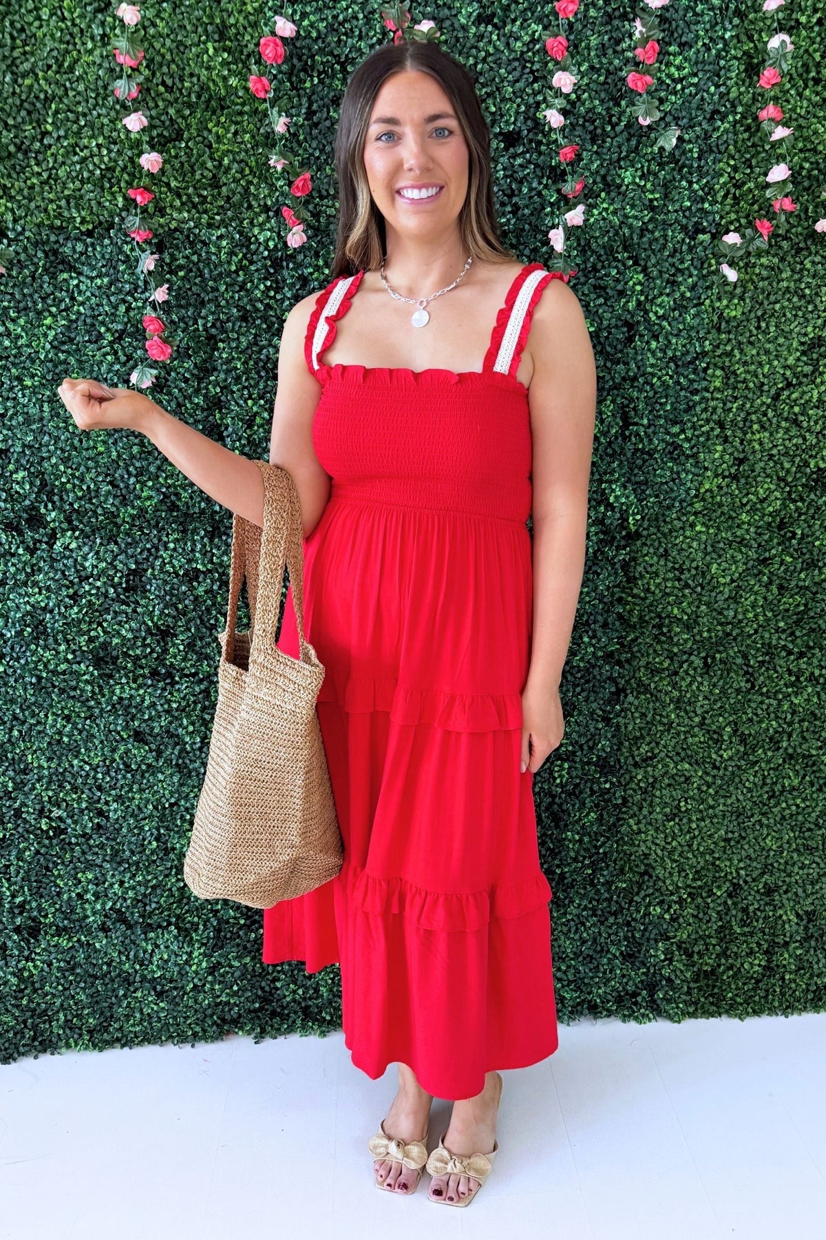 Smocked Tiered Crochet Dress