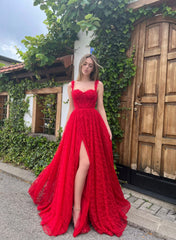 Red A-Line red dress with straps