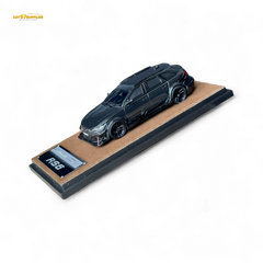 Black Qidian model Audi RS6 Avant (C7) wide-body diecast car in 1:64 scale, detailed black finish, displayed from a front angle.