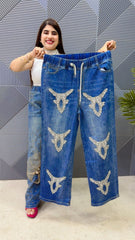 BEAUTIFUL DENIM BOTTOM WITH STUDDED WORK GGR4737 Girls Glitters