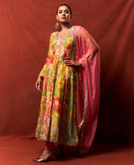 Multi-colour Anarkali Set