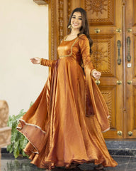 Most elegance Designer Fendi silk Anarkali Gown