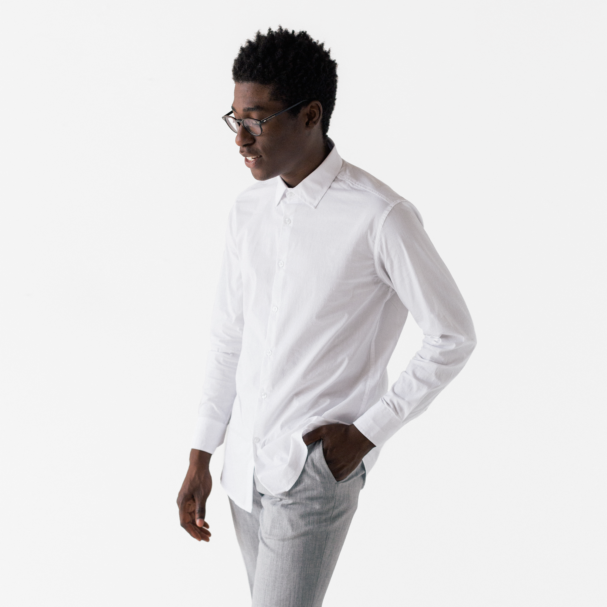 Men's White Coolmax Dress Shirt - Stock Mfg. Co.