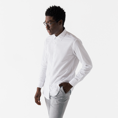 Men's White Coolmax Dress Shirt - Stock Mfg. Co.