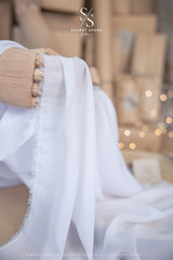 Aura Chiffon - White Color Premium Bridal Material by the Yard, Soft Matte with Classic Drape, for Wedding Gowns, Veils, Bridal Accessories
