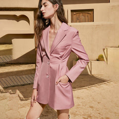 Long Sleeve Single Breasted Mini Blazer Dress Vivian Seven