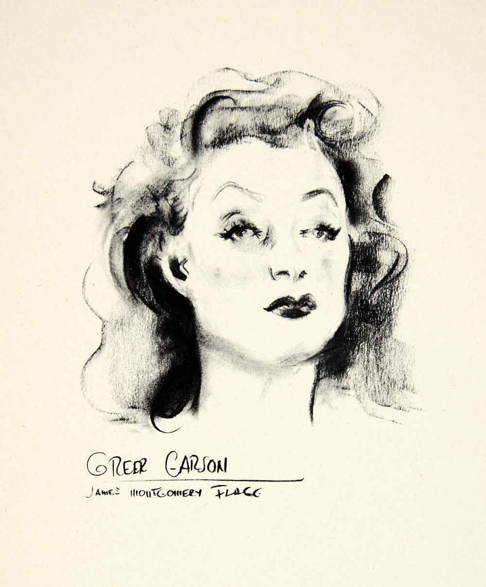 1951 Print Greer Garson James Montgomery Flagg Actress Portrait Art XDJ2