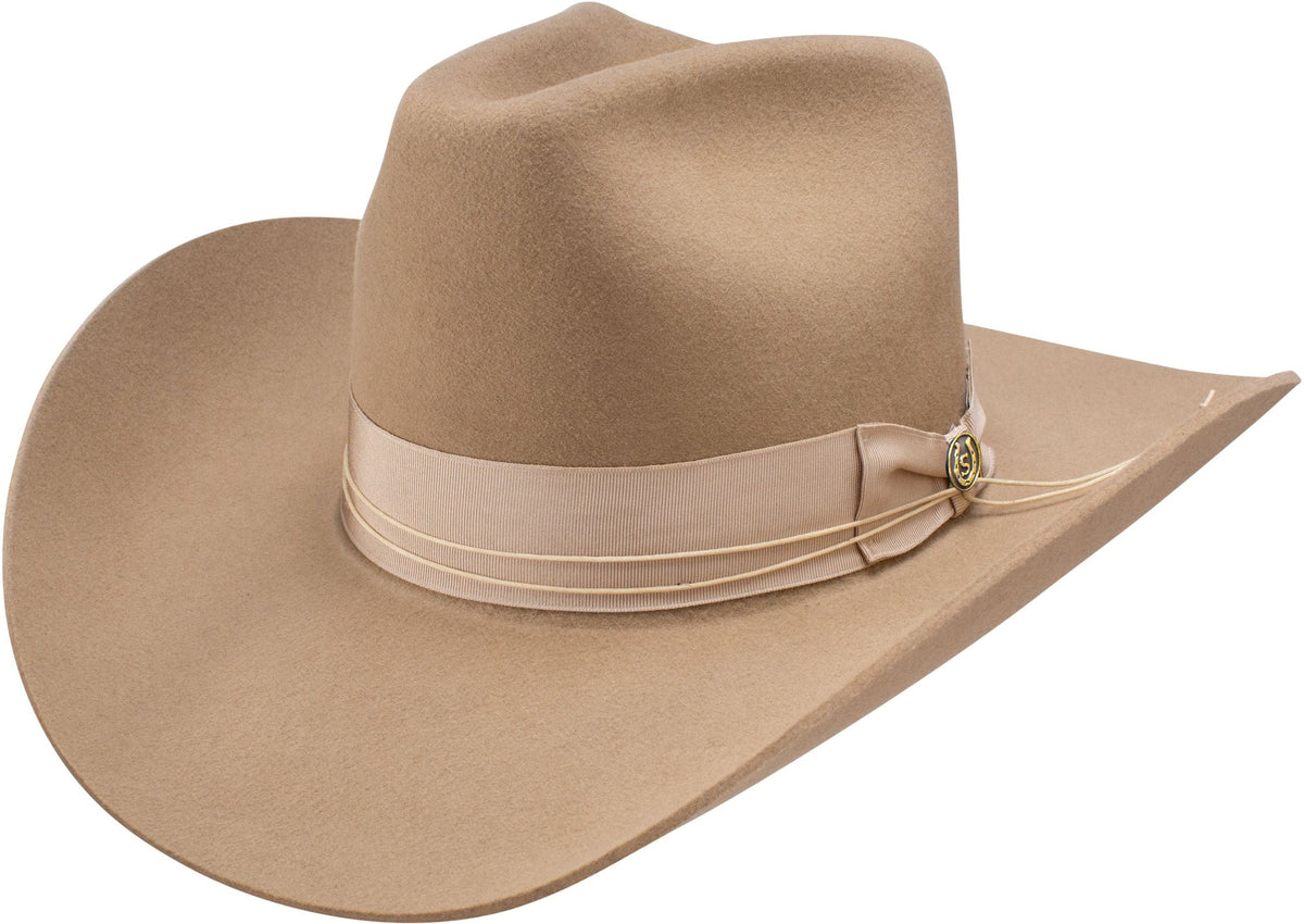 Stetson Silverbelly Enigma Western Hat with silver finish, wide brim, and classic Western style, shown from a front angle.