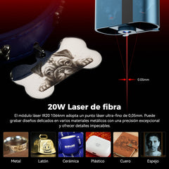 Sculpfun IR20 20W Módulo Láser de Fibra para Grabado en Metales