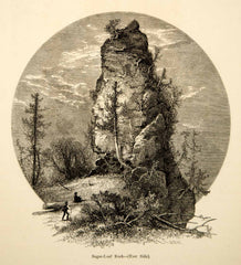 1894 Wood Engravings Sugar Loaf Rock Mackinac Island John Douglas Woodward YPA4