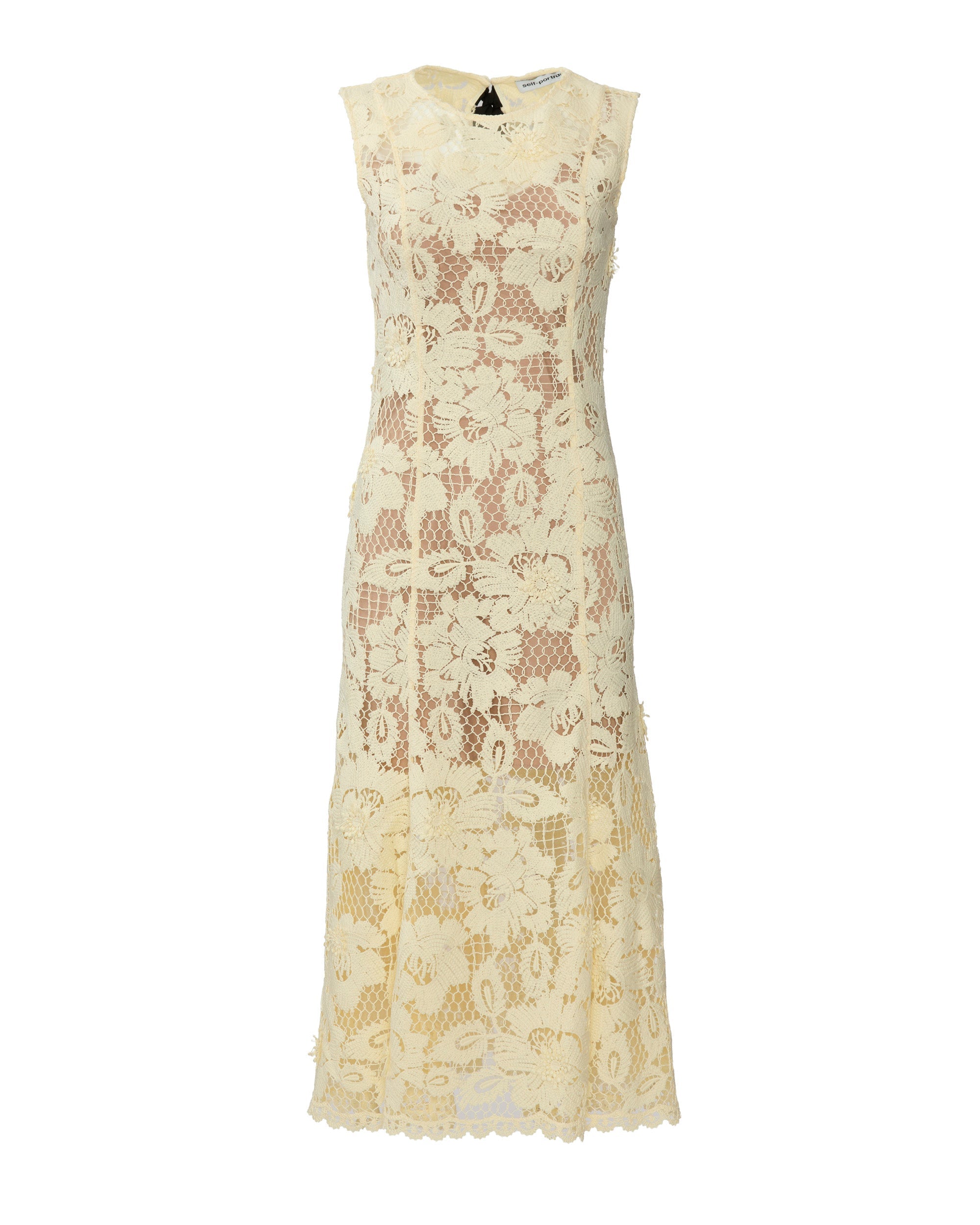 SELF PORTRAIT Yellow Crochet Lace Midi Dress