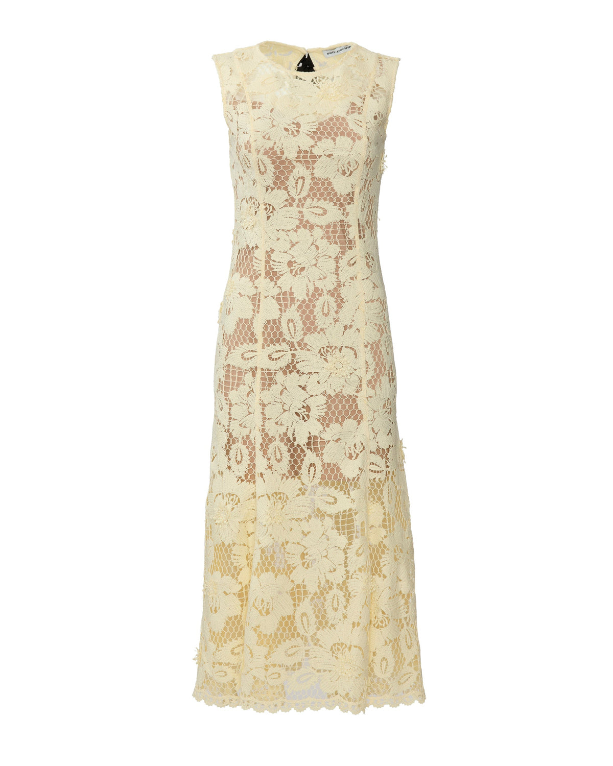 SELF PORTRAIT Yellow Crochet Lace Midi Dress