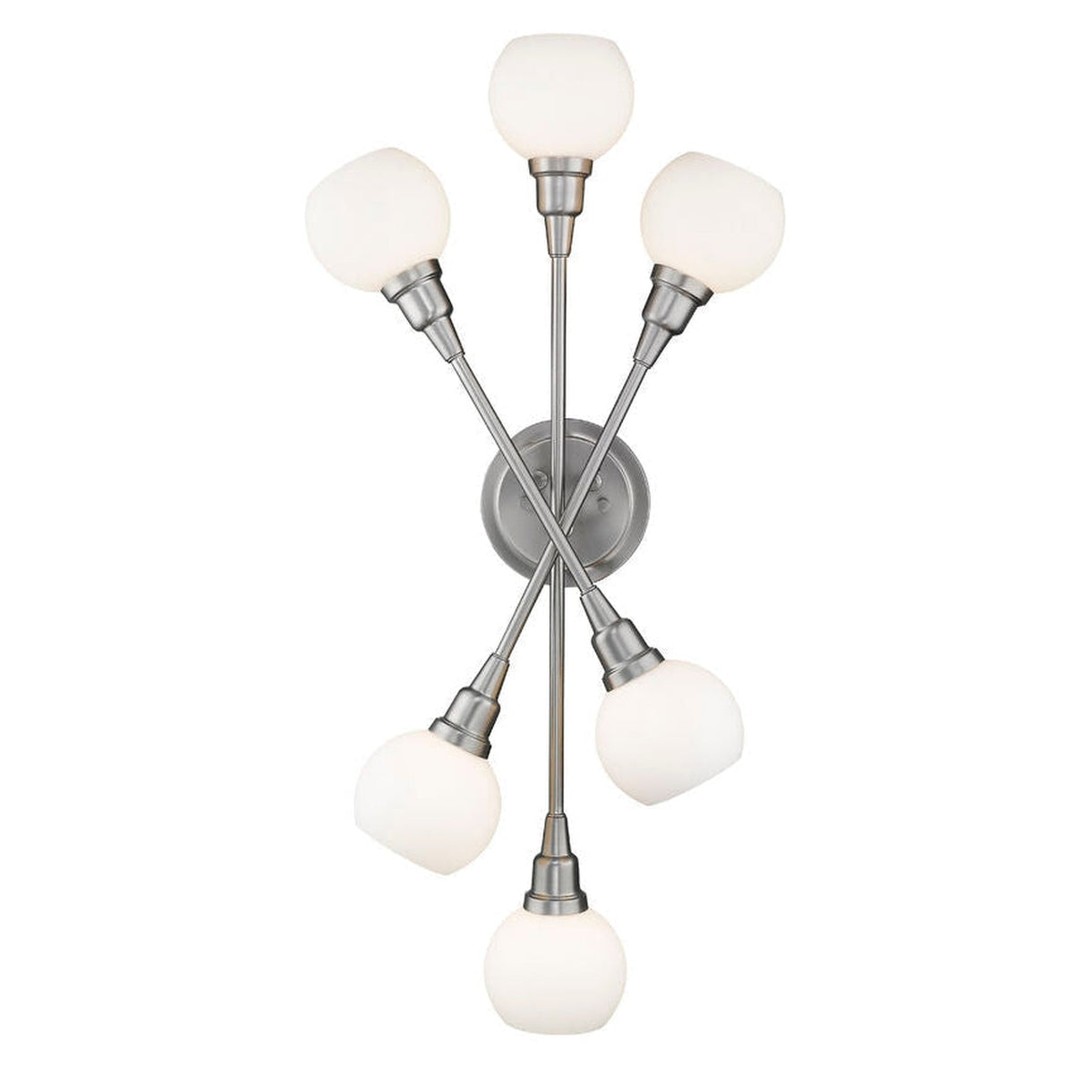Z-Lite Tian 15" 6-Light LED Brushed Nickel Wall Sconce With Matte Opal Glass Shade