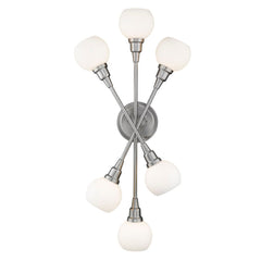 Z-Lite Tian 15" 6-Light LED Brushed Nickel Wall Sconce With Matte Opal Glass Shade
