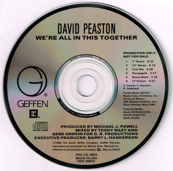 David Peaston : We're All In This Together (CD, Maxi, Promo)