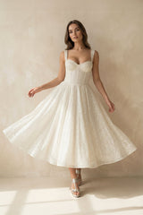 Jackie | A-Line Sparkly Sequined Tea-Length Wedding Dresses