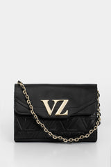 Lili Mini Shoulder Handbags in Embossed Black Leather