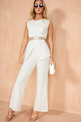 Ruth White Scarf Belted Top