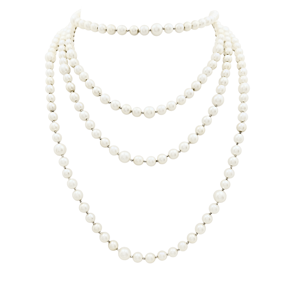 Long sautoir de perles et or jaune.  1