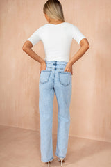 Finley Light Blue Acid Wash Straight Leg Jeans