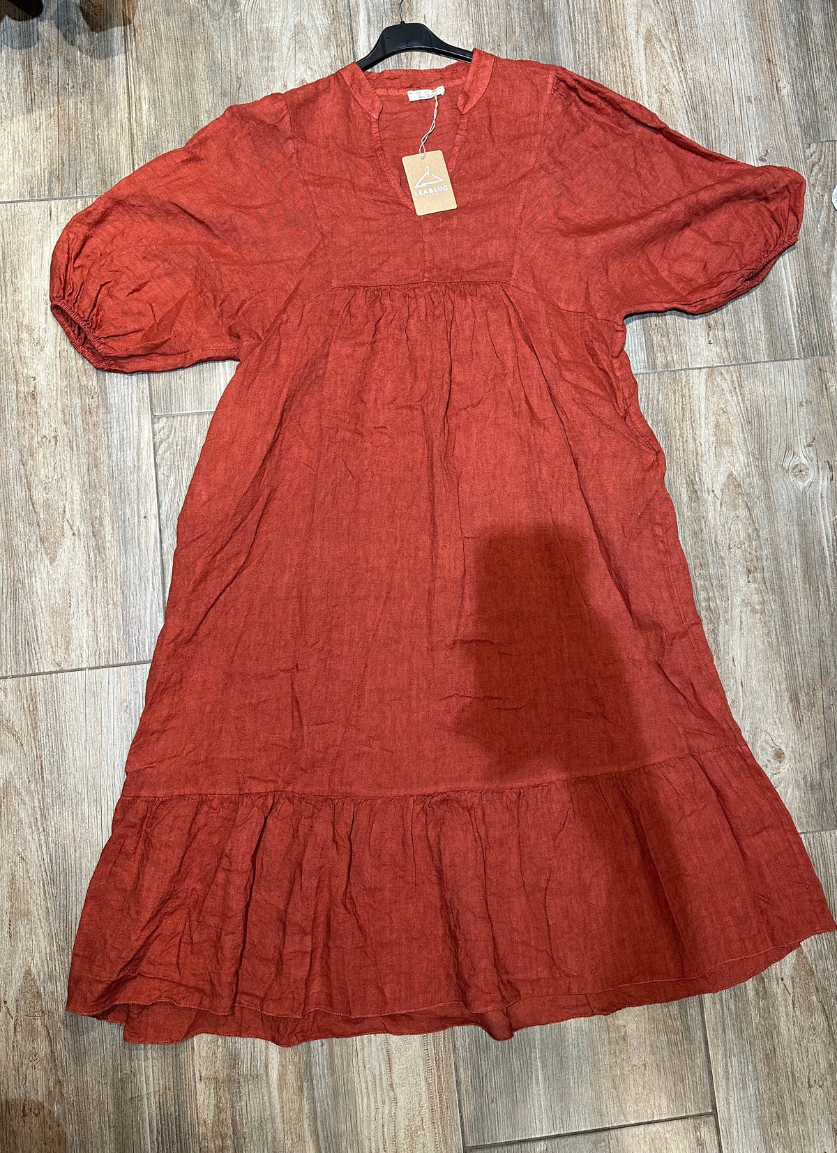 100% linen dress: Terracotta