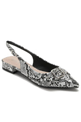 Delilah Snake Print PU Slingback Shoe
