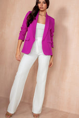 Maxine Magenta Ruched Sleeve Blazer