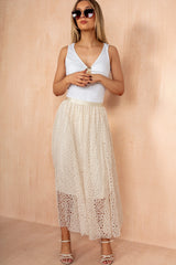 Carson Cream Eyelet Lace A Line Skirt